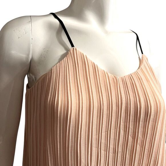 H &M Peach Accordion Pleated Spaghetti Strap Cropped Top size 14 - Picture 1 of 7